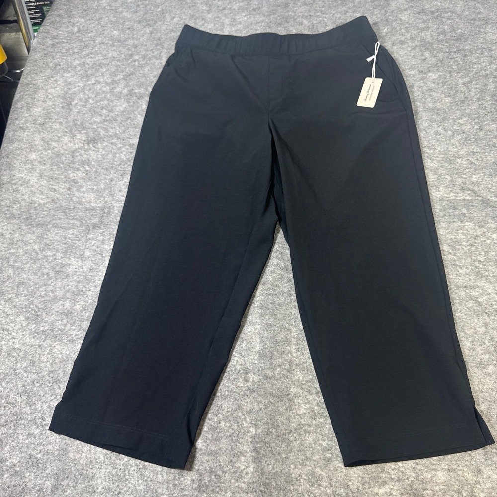 Tommy Bahama Everyday Active Women Black Cropped Stretch Pants Size L NWT